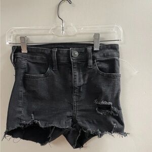 American Eagle Next Level Distressed Stretch Black Jean Shorts Size 0